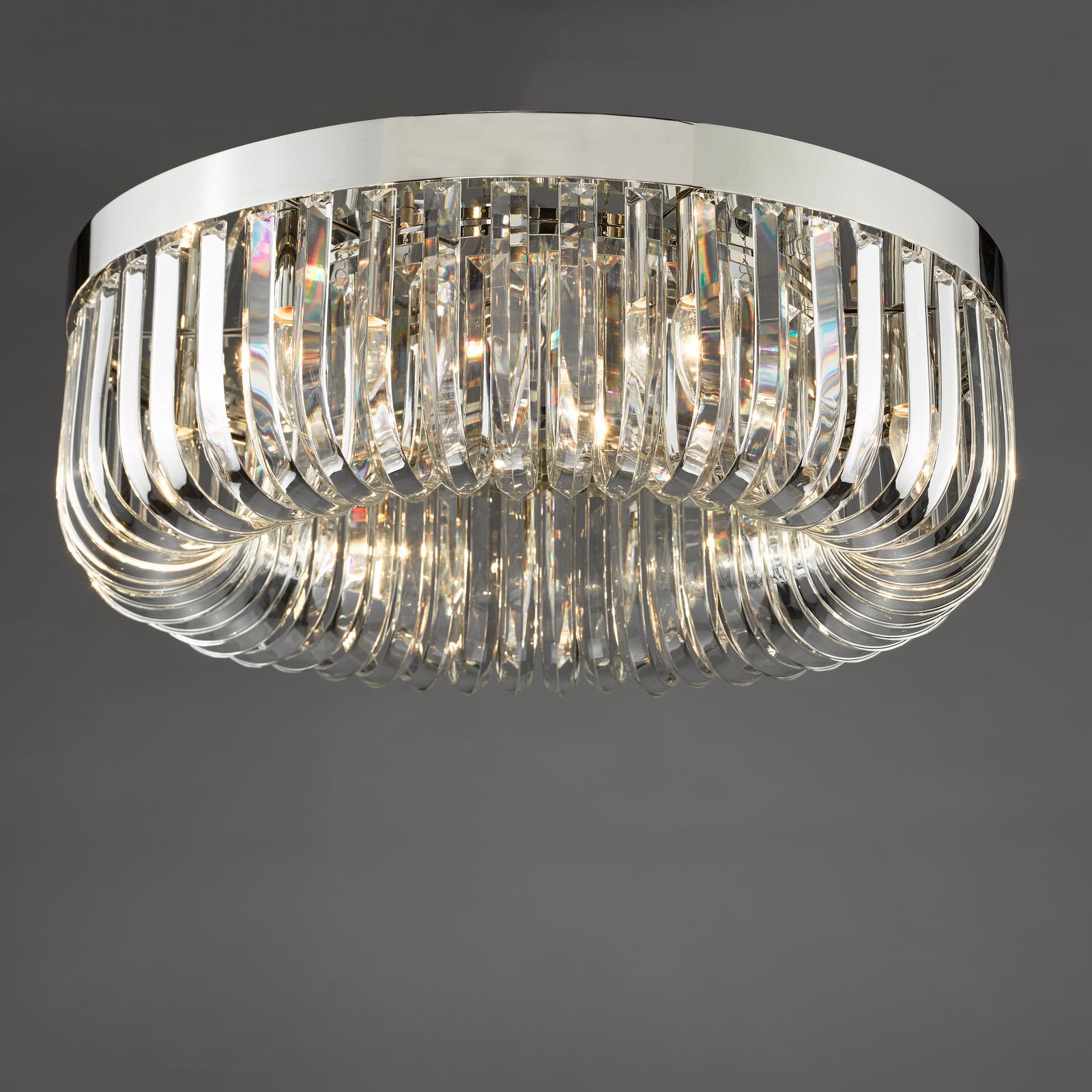 SIG6438 Sigourney 6 Light Flush Polished Nickel and Crystal