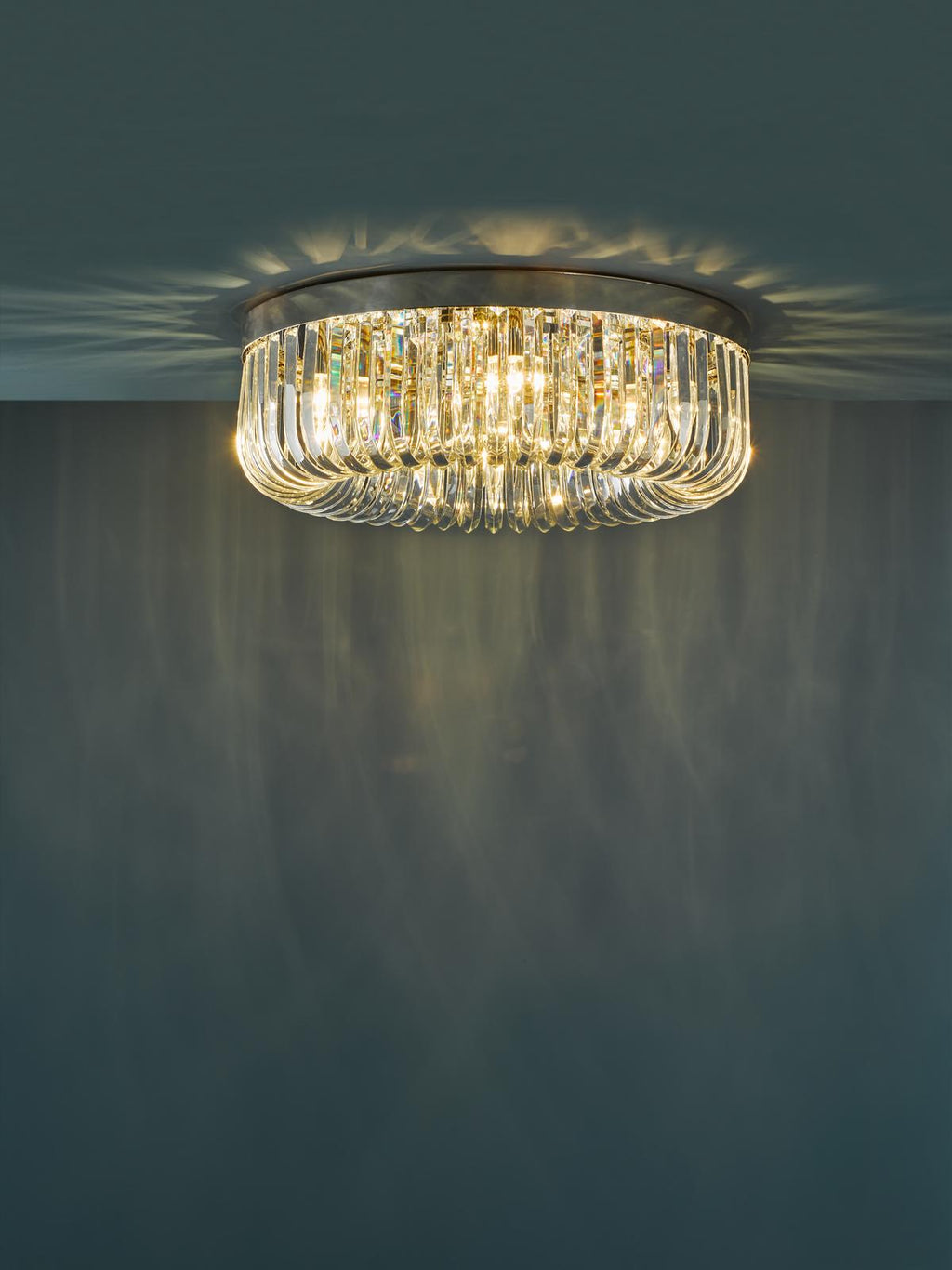 SIG6438 Sigourney 6 Light Flush Polished Nickel and Crystal