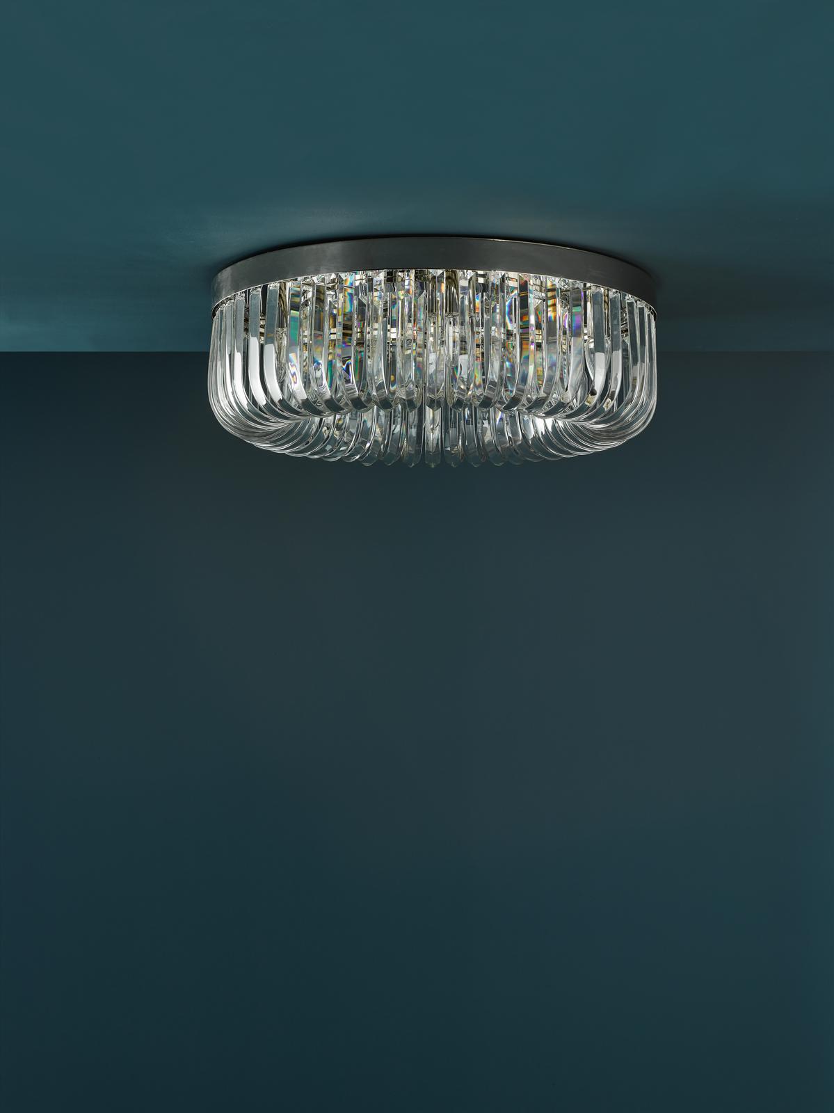 SIG6438 Sigourney 6 Light Flush Polished Nickel and Crystal