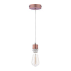 SP64 1 Light E27 Suspension Aged Copper With Clear Cable
