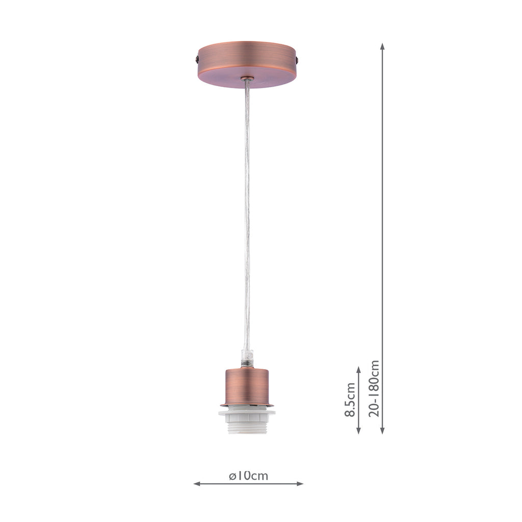 SP64 1 Light E27 Suspension Aged Copper With Clear Cable