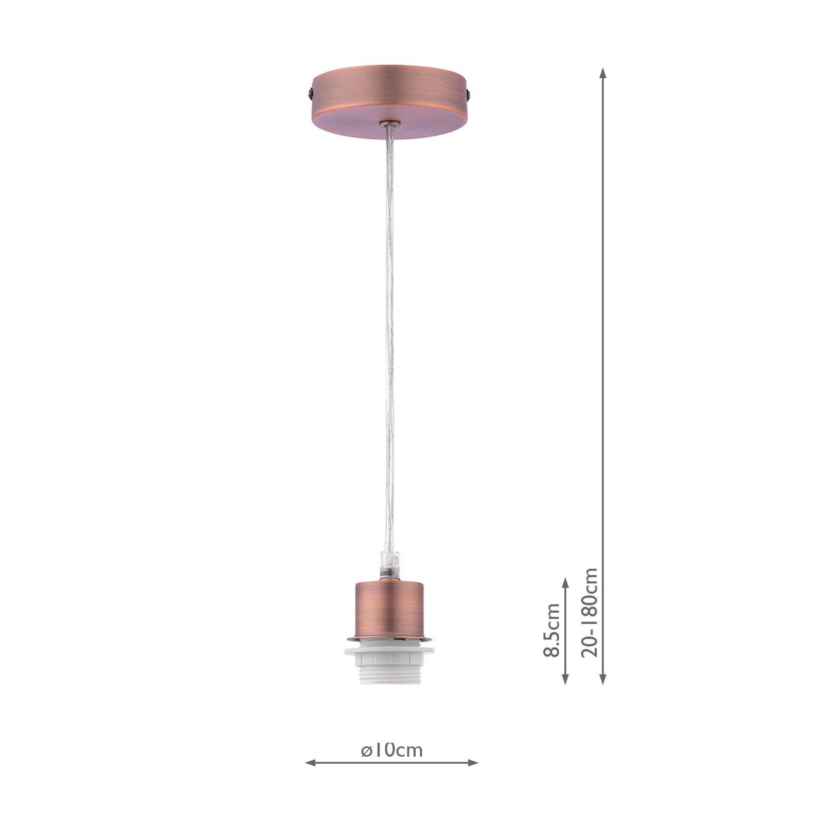 SP64 1 Light E27 Suspension Aged Copper With Clear Cable