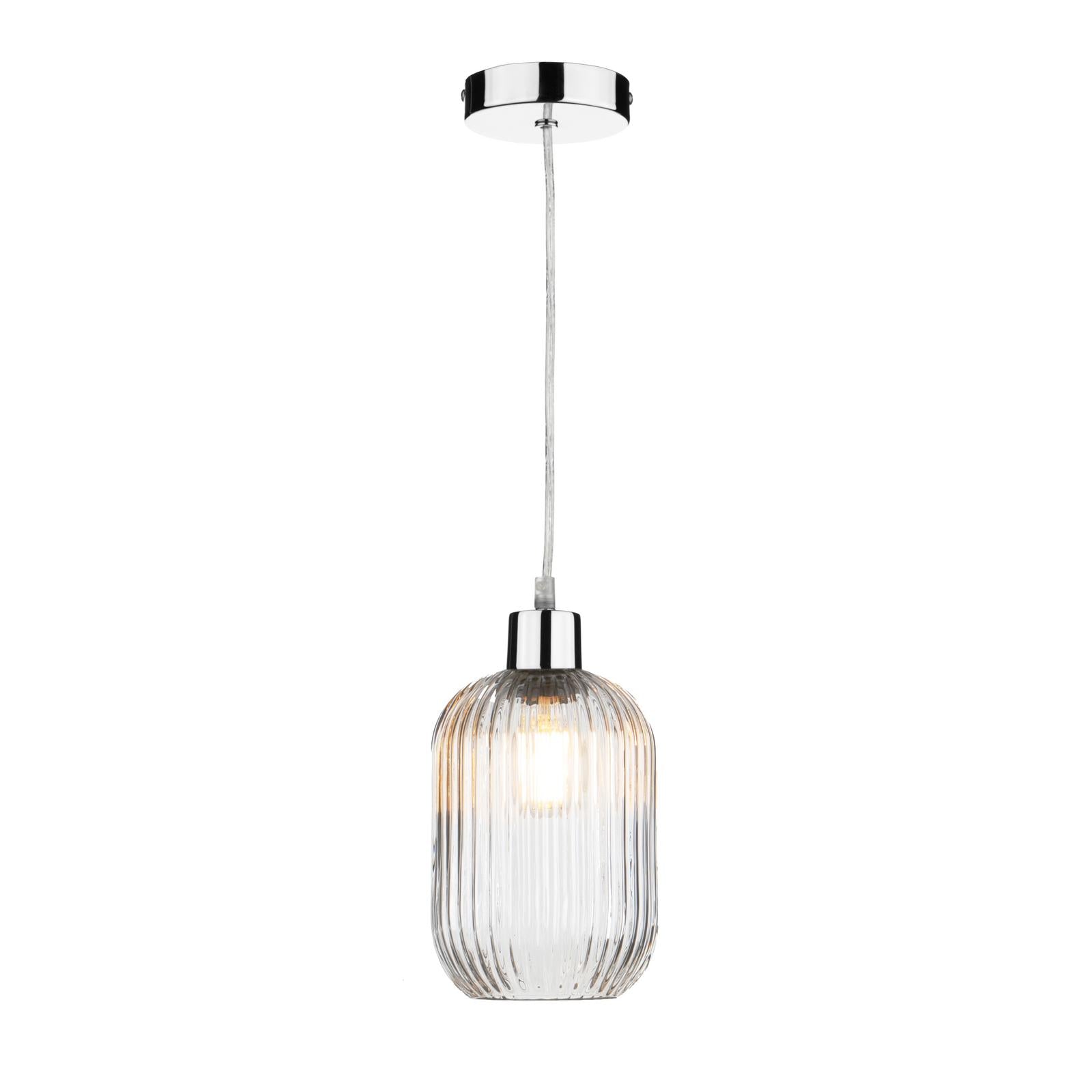 SP65-SAW6508 Sawyer Pendant Polished Chrome and Ribbed Glass