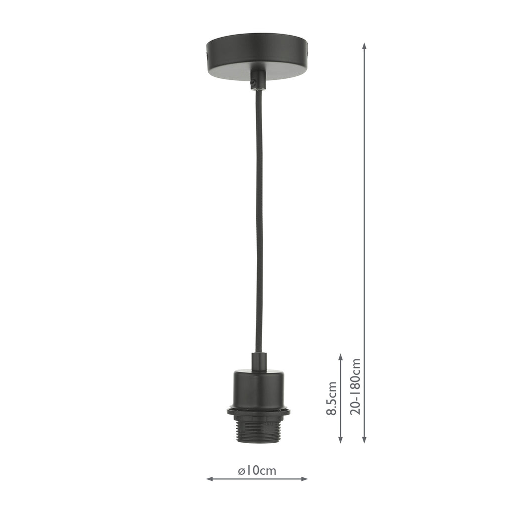 SP69 1 Light E27 Suspension Matt Black With Black Cable