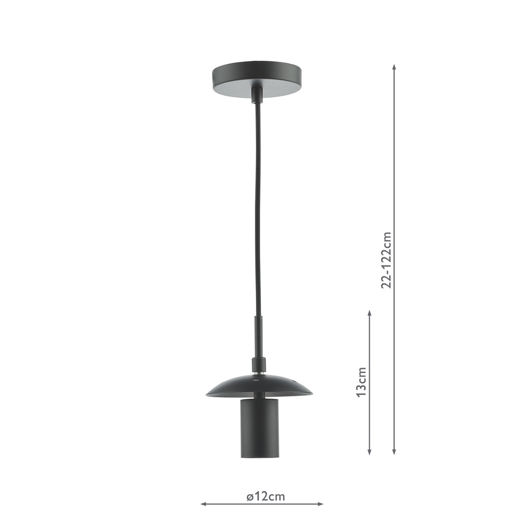 SP72 1 Light E27 Suspension Matt Black