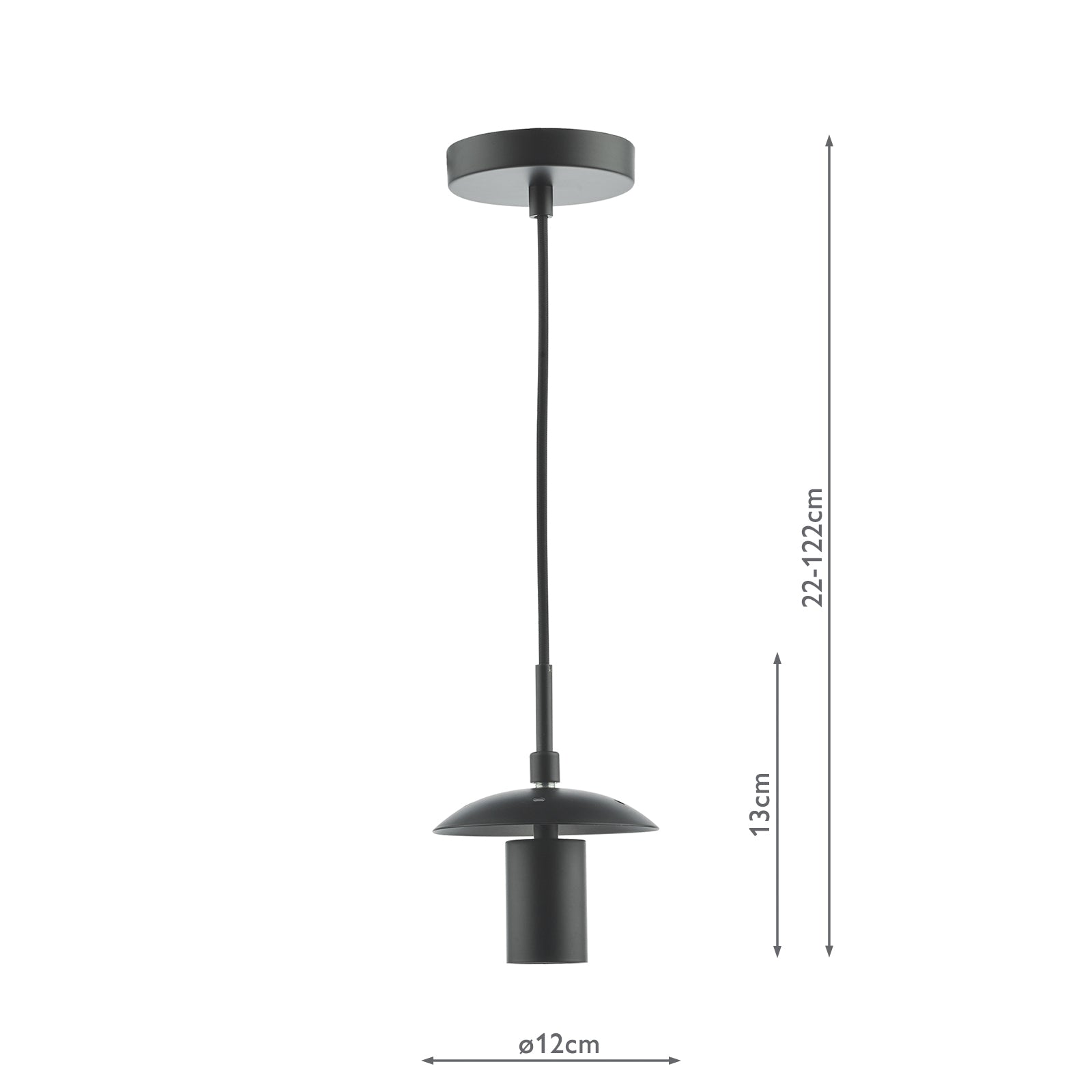 SP72 1 Light E27 Suspension Matt Black