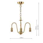 SPB0340 3 Light E14 Armed Suspension Natural Brass