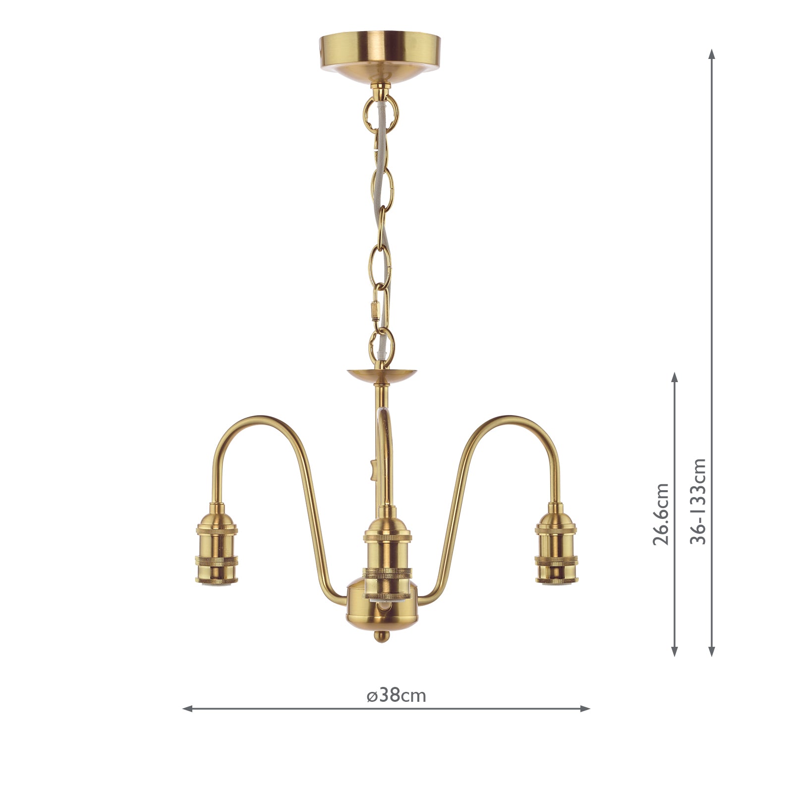 SPB0340 3 Light E14 Armed Suspension Natural Brass