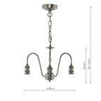 SPB0361 3 Light E14 Armed Suspension Antique Chrome