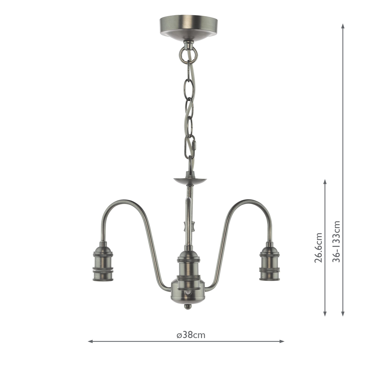 SPB0361 3 Light E14 Armed Suspension Antique Chrome