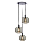 SPC0322-AID6510B 3 Light Cluster Pendant Matt Black and Smoked Glass