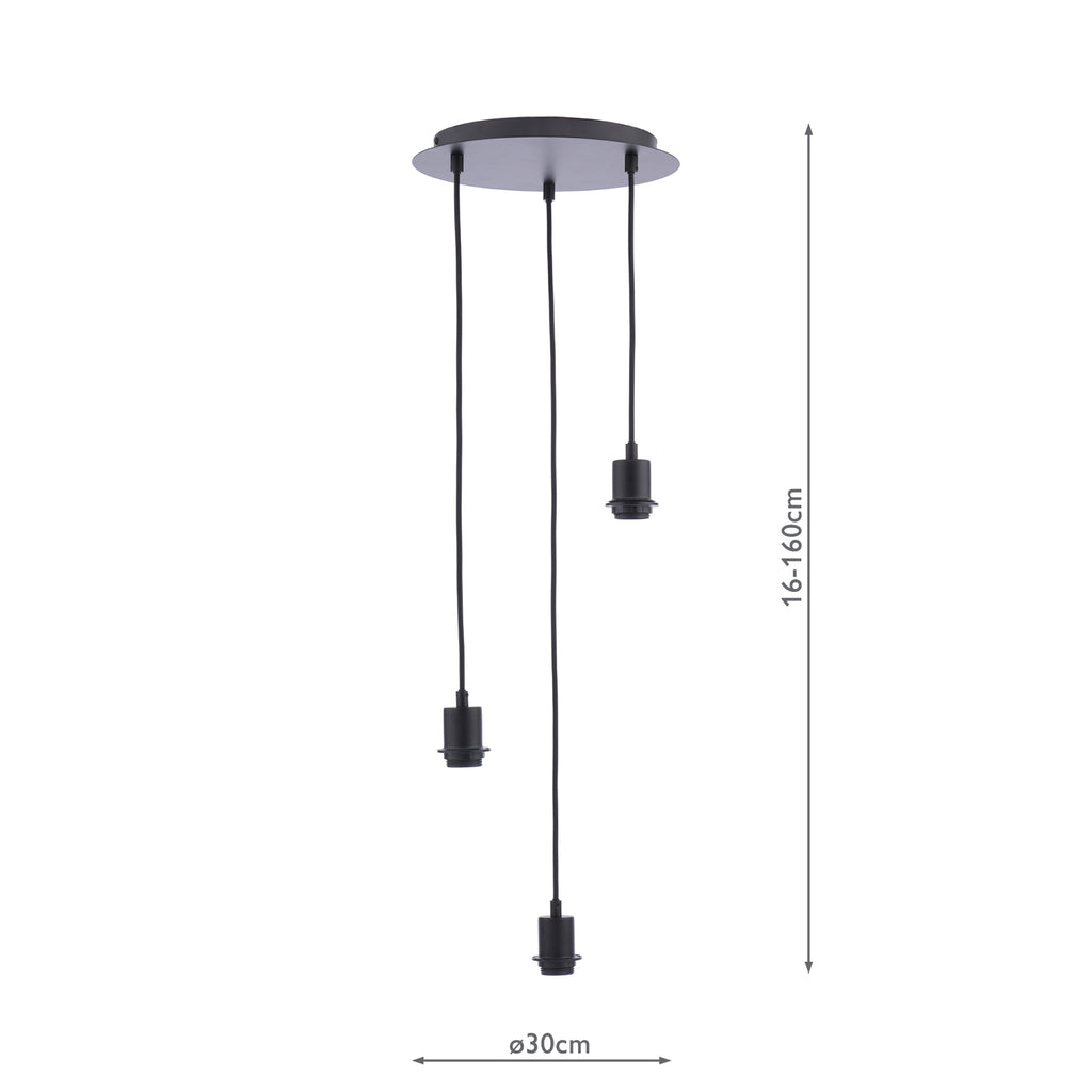 SPC0322 3 Light Suspension Matt Black