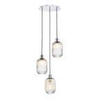 SPC0350-SAW6508 3 Light Cluster Pendant Polished Chrome and Ribbed Glass