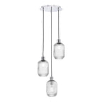SPC0350-SAW6508 3 Light Cluster Pendant Polished Chrome and Ribbed Glass