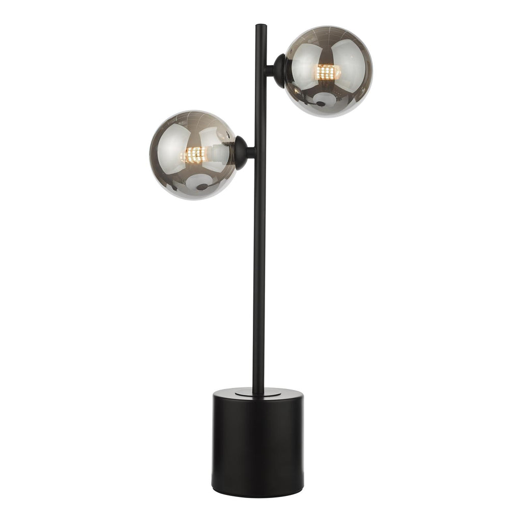 SPI4222-01 Spiral 2 Light Table Lamp Matt Black With Smoked Glass