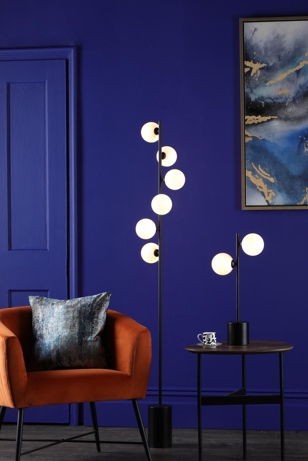 SPI4222-02 Spiral 2 Light Table Lamp Matt Black With Opal Glass