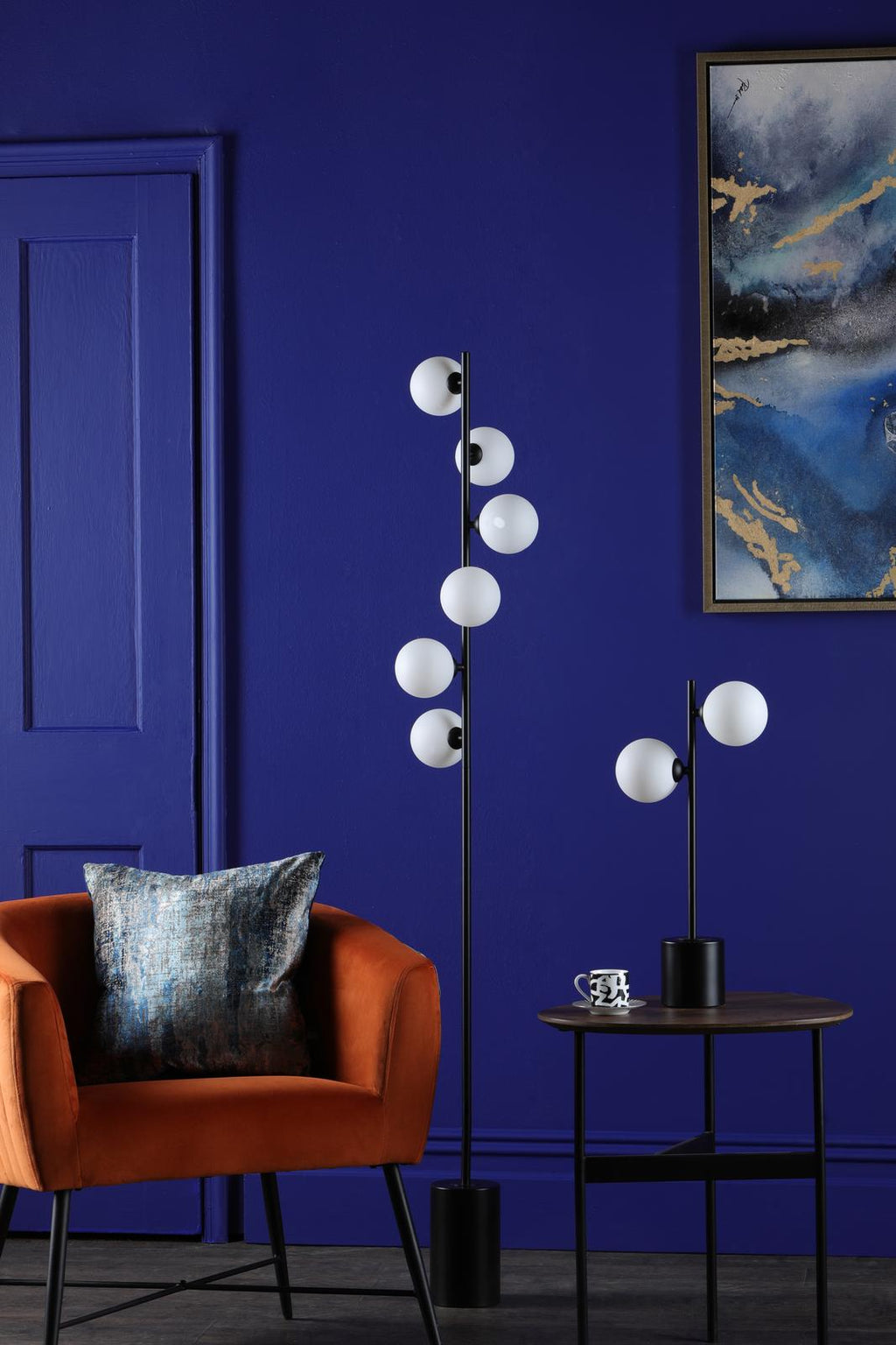SPI4222-02 Spiral 2 Light Table Lamp Matt Black With Opal Glass