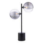 SPI4222-19 Spiral 2 Light Table Lamp Matt Black With Smoked/Clear Ribbed Glass