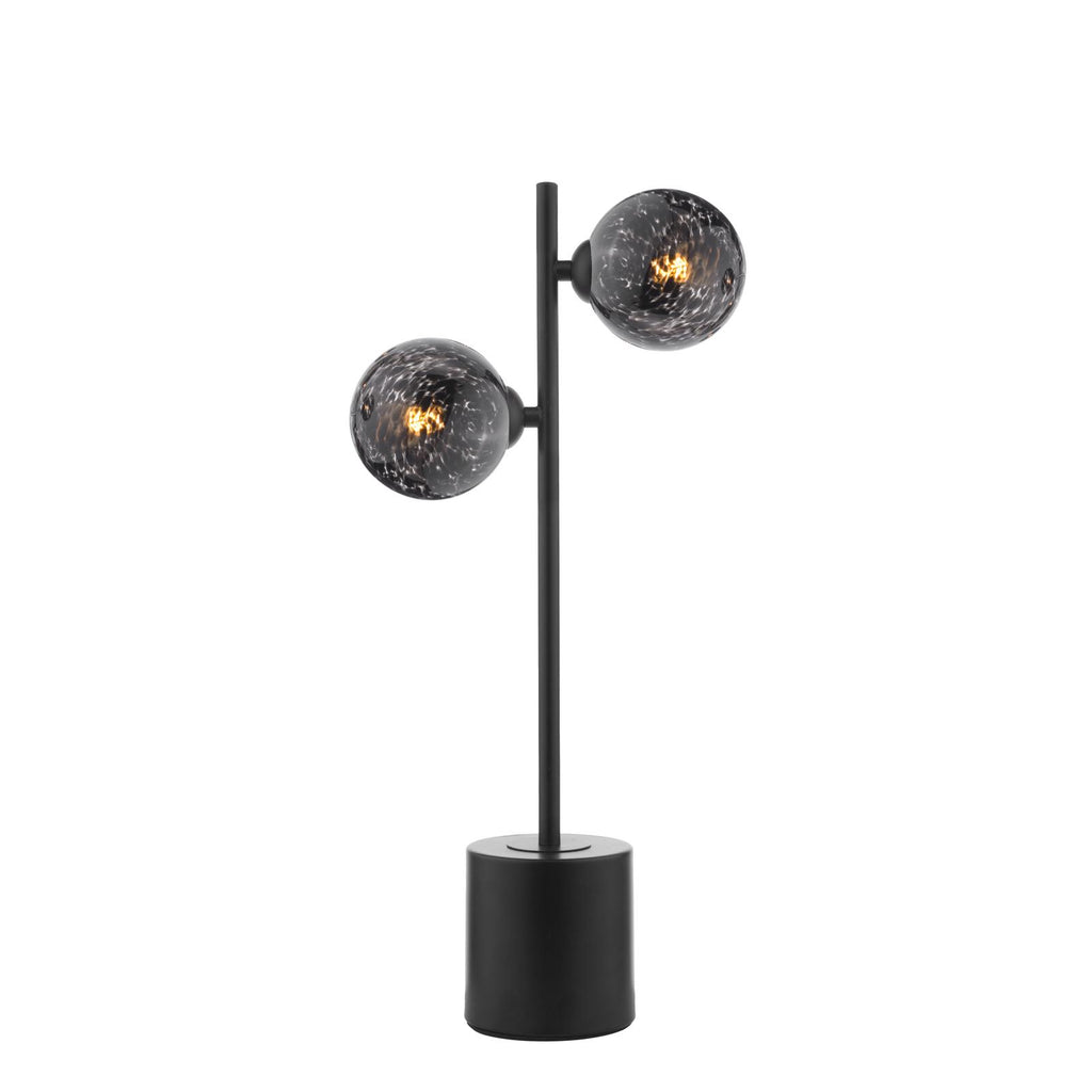 SPI4222-21 Spiral 2 Light Table Lamp Matt Black With Black Confetti Glass
