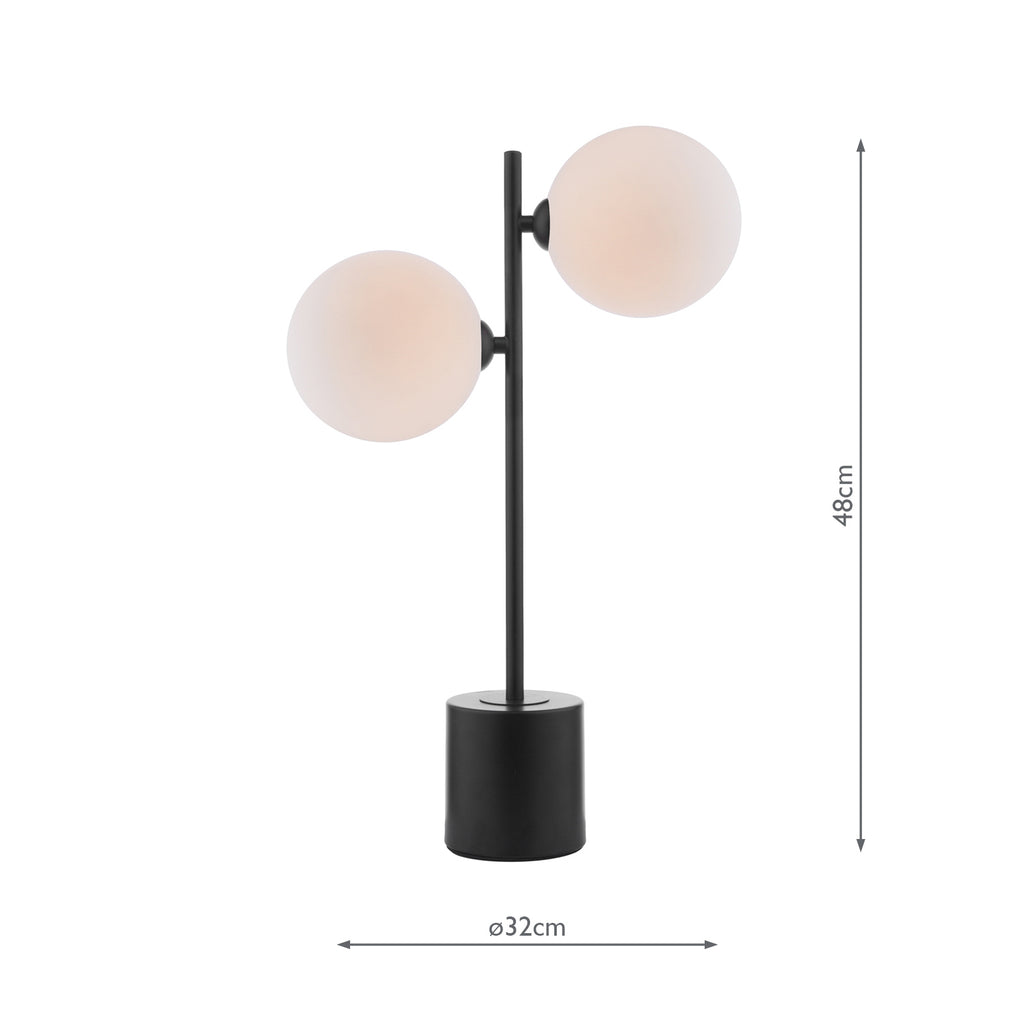 SPI4222-23 Spiral 2 Light Table Lamp Matt Black With Opal Glass