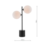 SPI4222-23 Spiral 2 Light Table Lamp Matt Black With Opal Glass