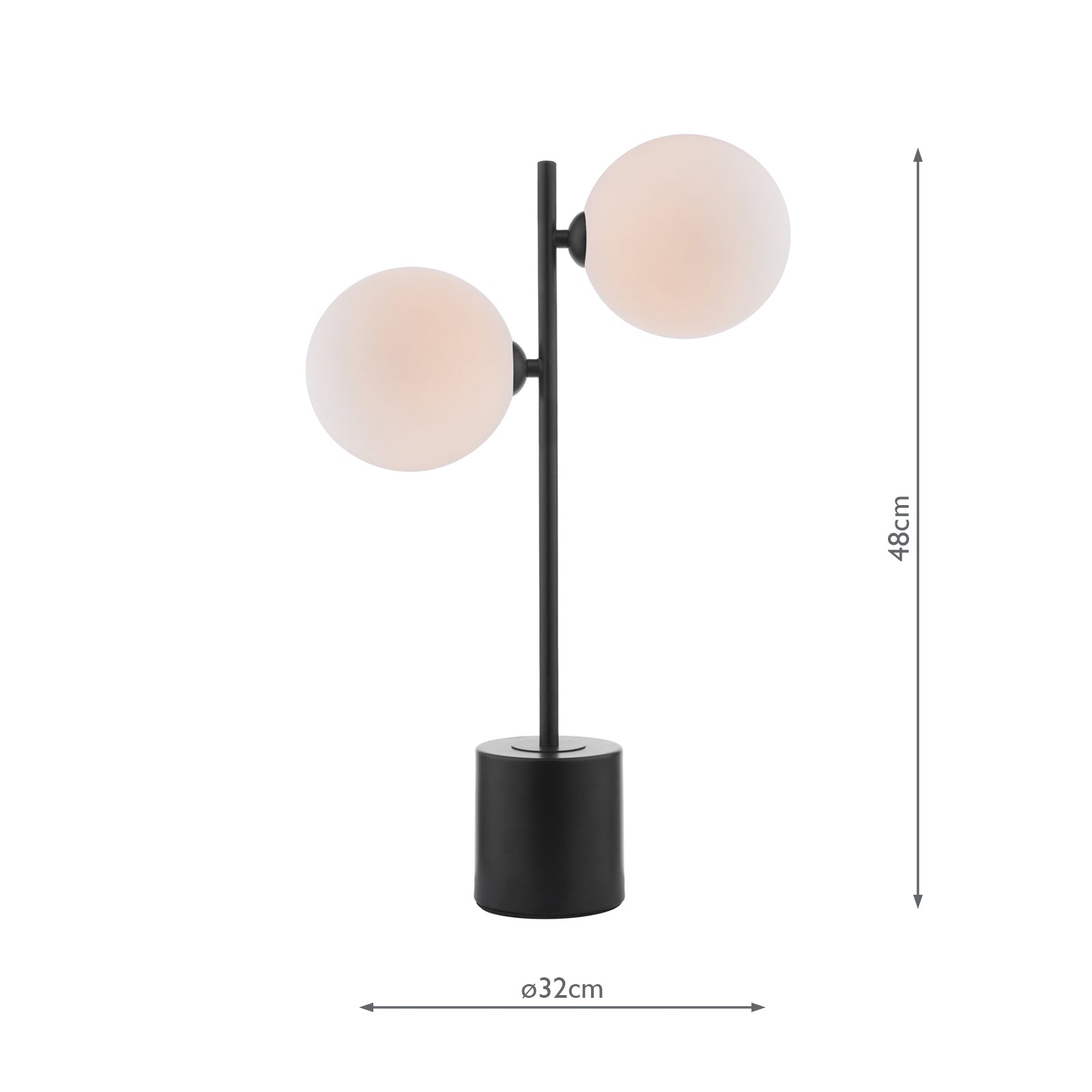 SPI4222-23 Spiral 2 Light Table Lamp Matt Black With Opal Glass