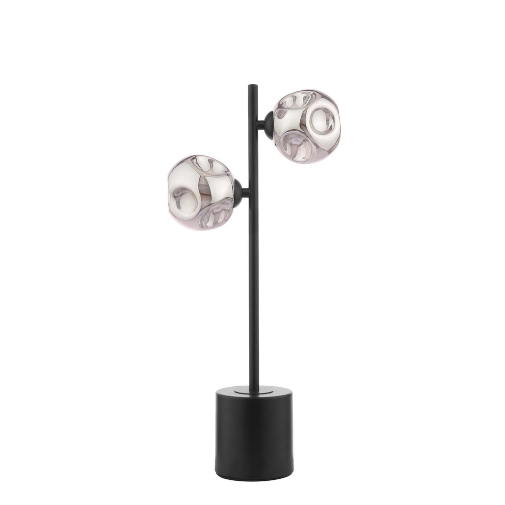 SPI4222-28 Spiral 2 Light Table Lamp Matt Black With Closed Organic Smoked Glass