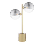 SPI4235-19 Spiral 2 Light Table Lamp Matt Gold With Smoked/Clear Ribbed Glass