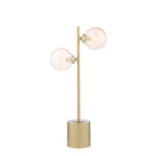 SPI4235-25 Spiral 2 Light Table Lamp Matt Gold With Twisted Amber Glass