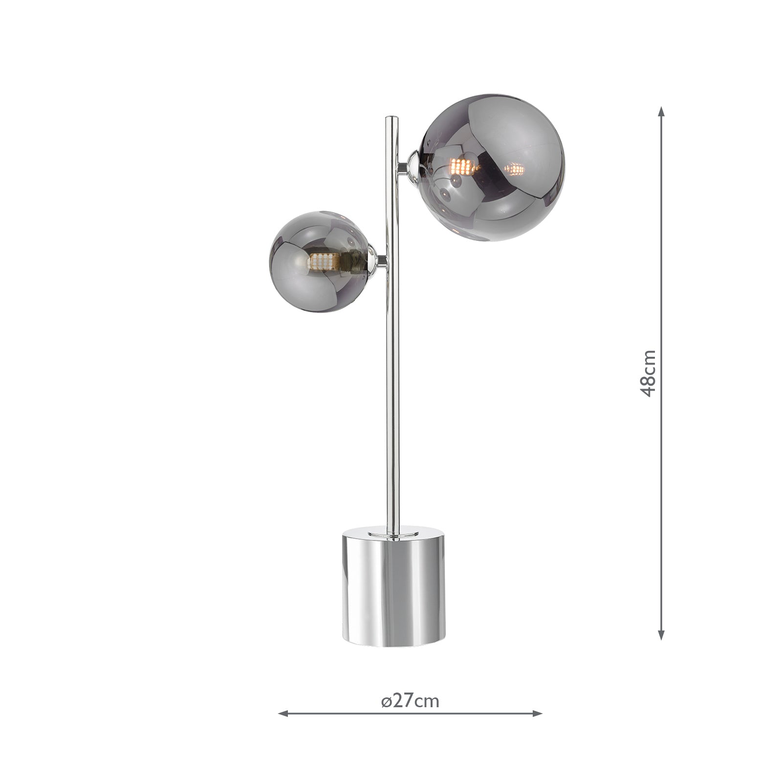 SPI4250-01-24 Spiral 2 Light Table Lamp Polished Chrome and Smoked Glass