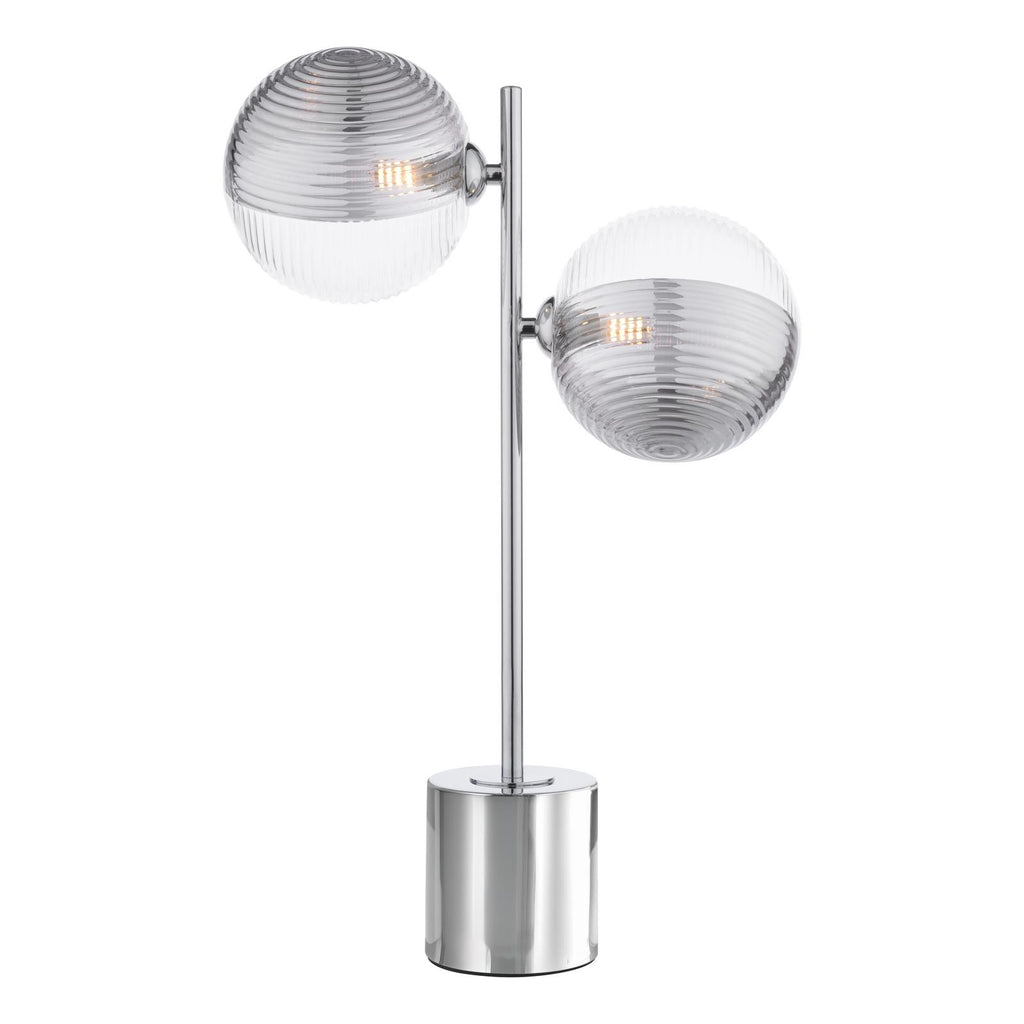 SPI4250-19 Spiral 2 Light Table Lamp Polished Chrome With Smoked/Clear Ribbed Glass