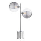 SPI4250-19 Spiral 2 Light Table Lamp Polished Chrome With Smoked/Clear Ribbed Glass