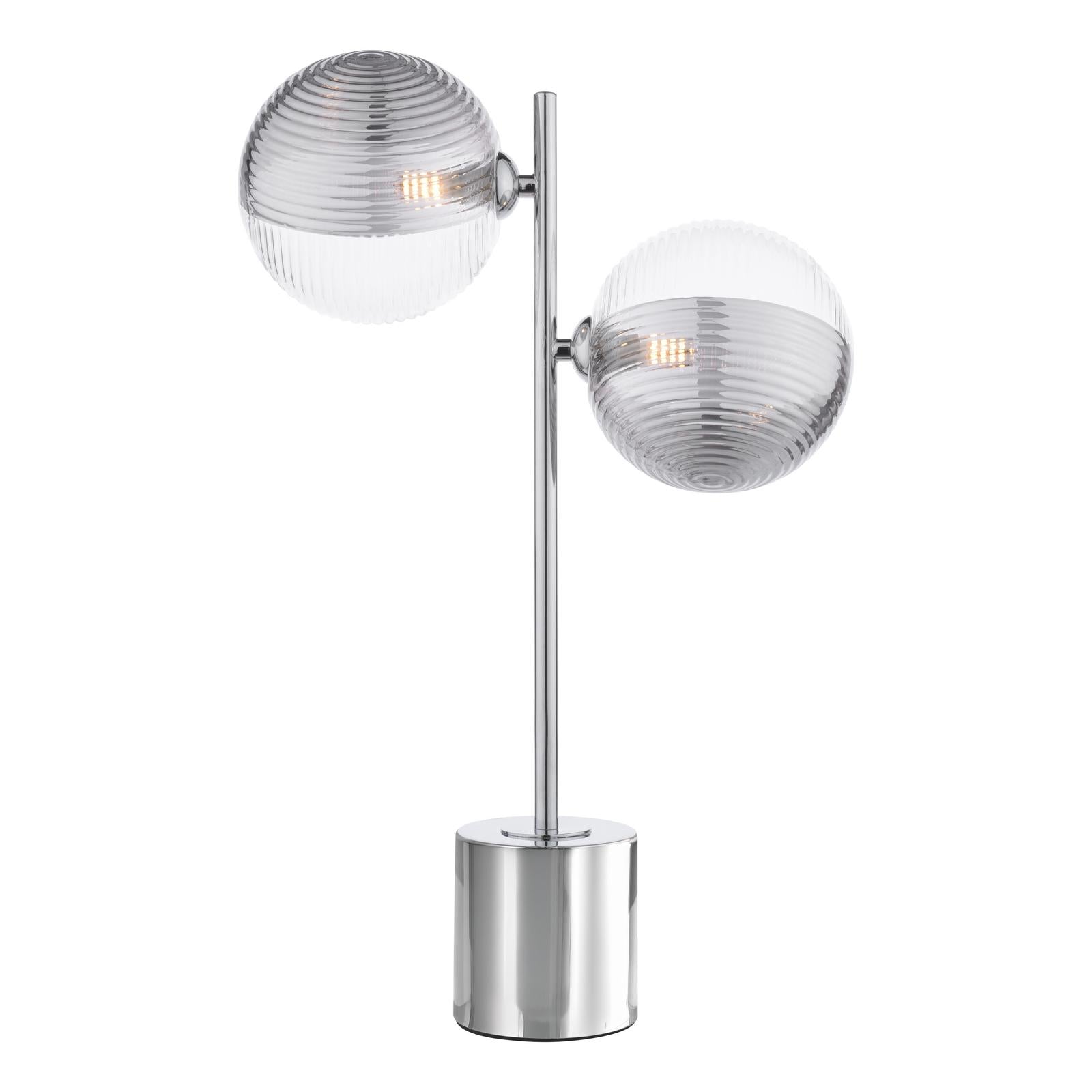 SPI4250-19 Spiral 2 Light Table Lamp Polished Chrome With Smoked/Clear Ribbed Glass