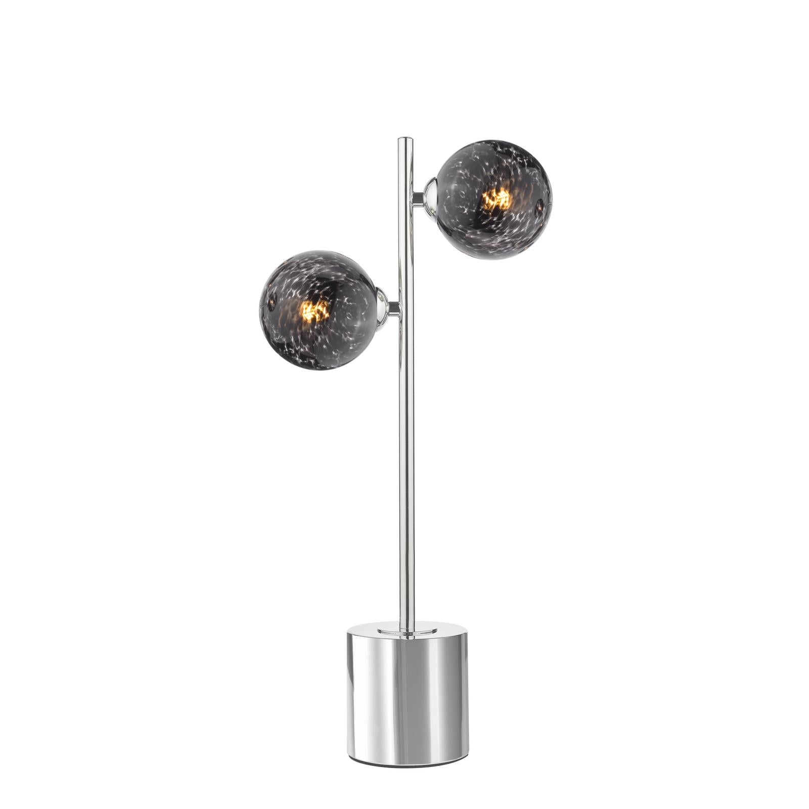 SPI4250-21 Spiral 2 Light Table Lamp Polished Chrome With Black Confetti Glass
