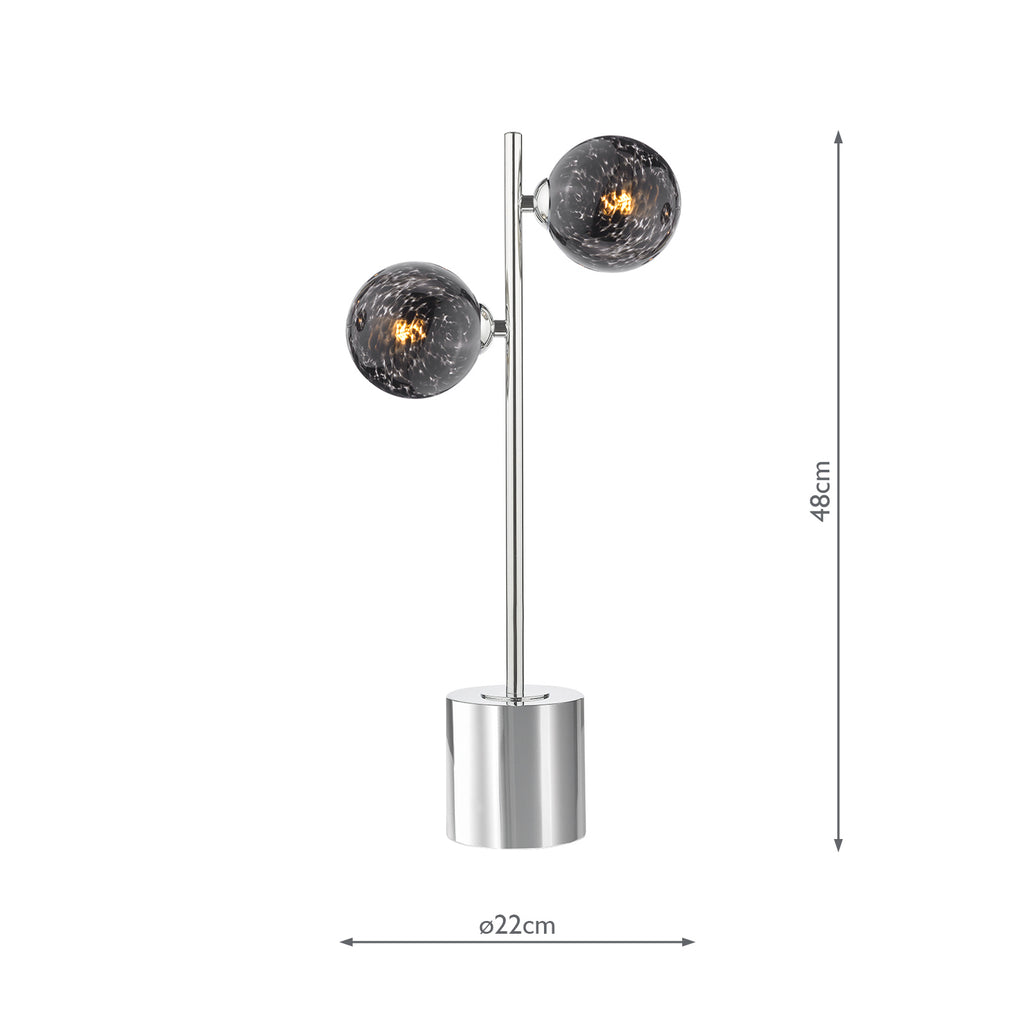 SPI4250-21 Spiral 2 Light Table Lamp Polished Chrome With Black Confetti Glass