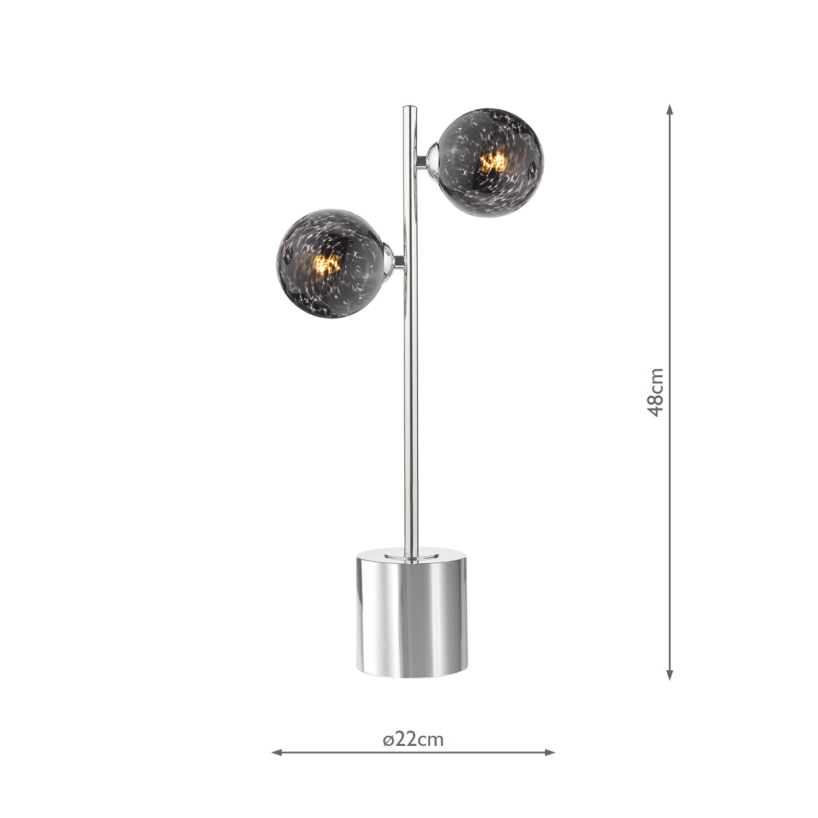 SPI4250-21 Spiral 2 Light Table Lamp Polished Chrome With Black Confetti Glass