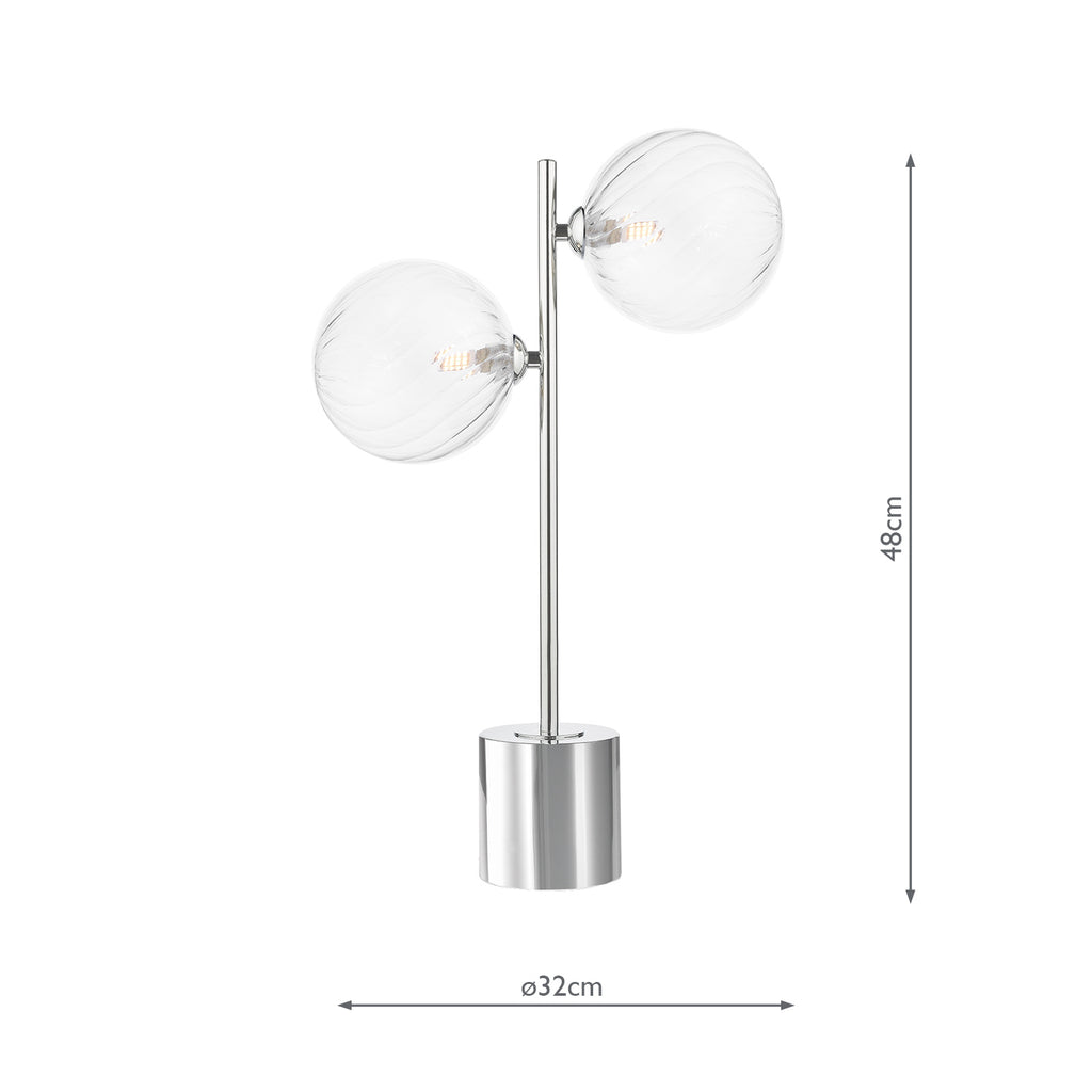 SPI4250-22 Spiral 2 Light Table Lamp Polished Chrome With Closed Glass