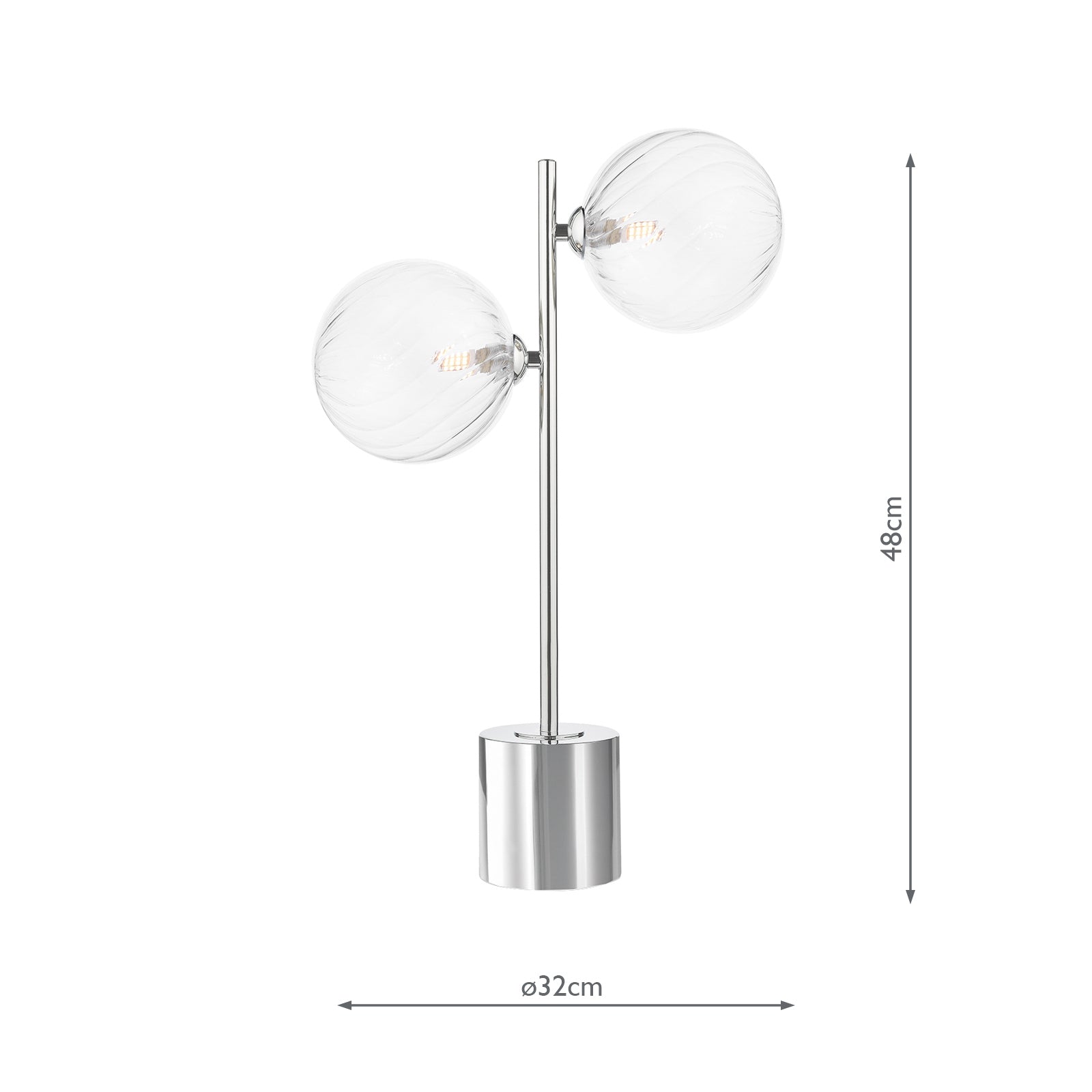SPI4250-22 Spiral 2 Light Table Lamp Polished Chrome With Closed Glass
