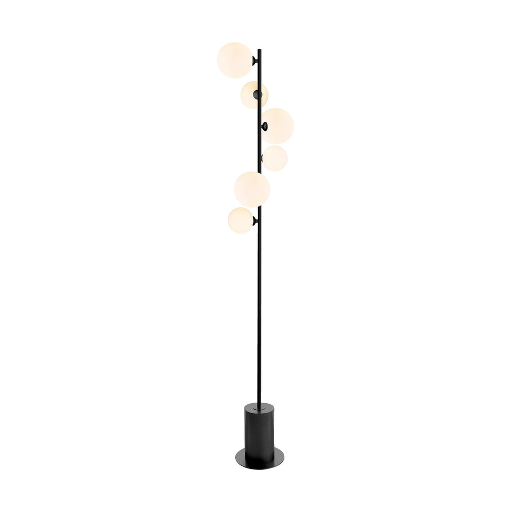 SPI4922-02-23 Spiral 6 Light Floor Lamp Matt Black and Opal Glass