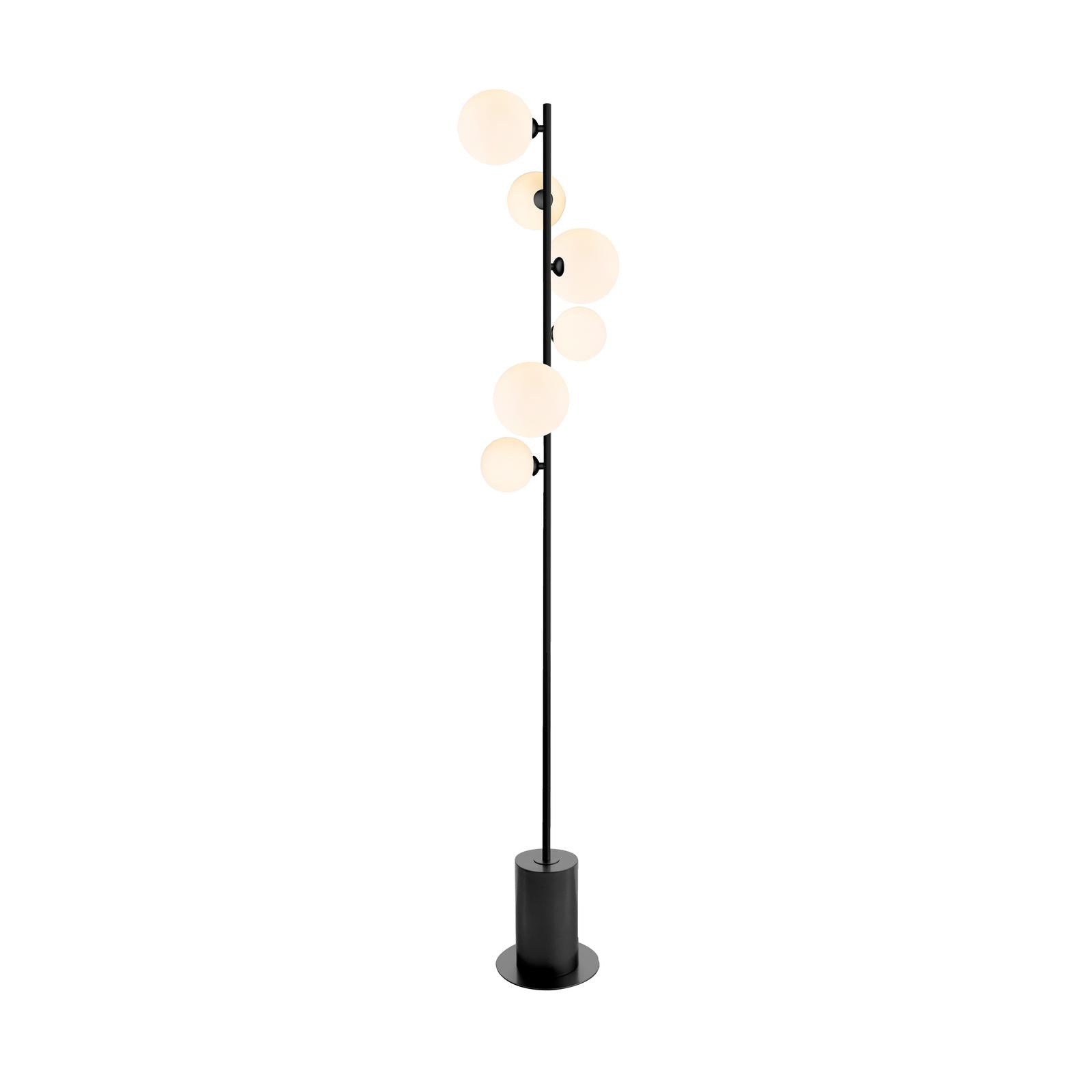 SPI4922-02-23 Spiral 6 Light Floor Lamp Matt Black and Opal Glass