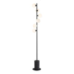 SPI4922-02 Spiral 6 Light Floor Lamp Matt Black With Opal Glass