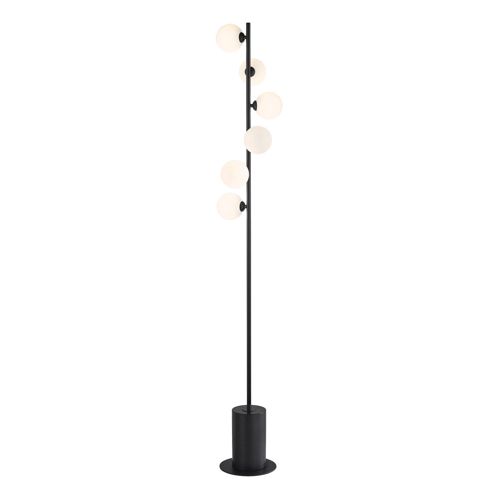 SPI4922-02 Spiral 6 Light Floor Lamp Matt Black With Opal Glass