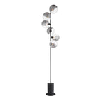 SPI4922-19 Spiral 6 Light Floor Lamp Matt Black With Smoked/Clear Ribbed Glass