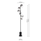 SPI4922-19 Spiral 6 Light Floor Lamp Matt Black With Smoked/Clear Ribbed Glass