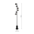 SPI4922-21 Spiral 6 Light Floor Lamp Matt Black With Black Confetti Glass