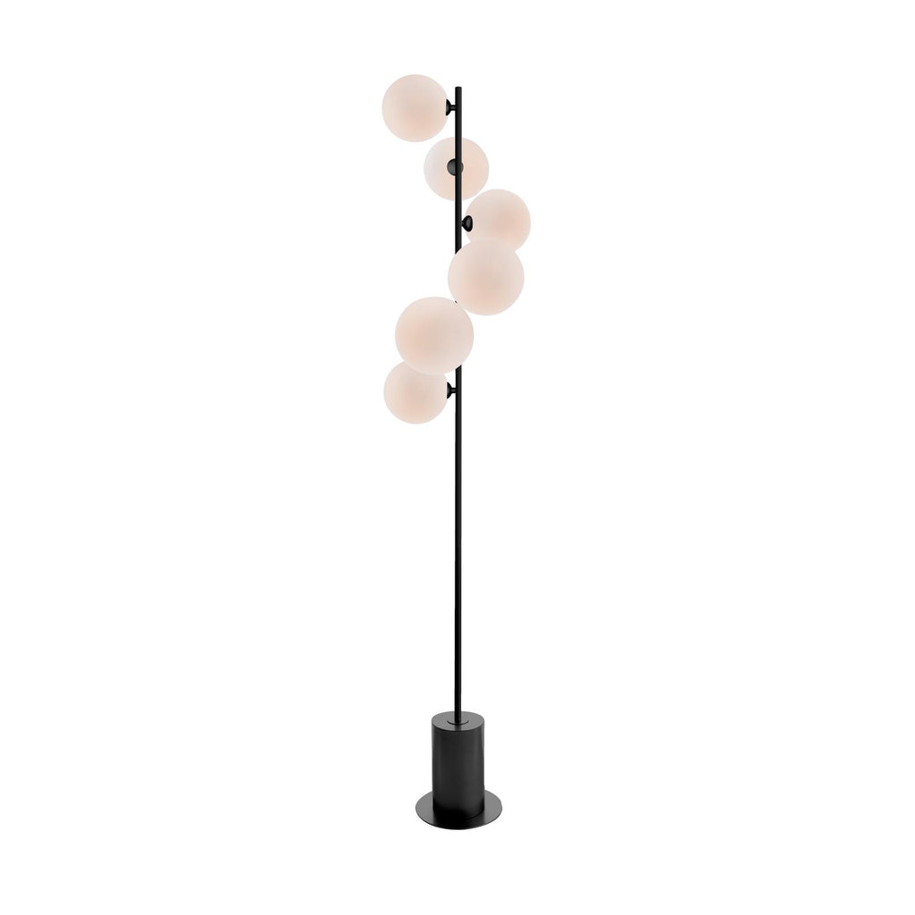SPI4922-23 Spiral 6 Light Floor Lamp Matt Black With Opal Glass