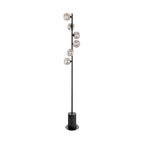 SPI4922-28 Spiral 6 Light Floor Lamp Matt Black With Closed Organic Smoked Glass