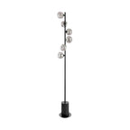 SPI4922-28 Spiral 6 Light Floor Lamp Matt Black With Closed Organic Smoked Glass