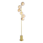 SPI4935-11 Spiral 6 Light Floor Lamp Matt Gold With Amber Dimpled Glass