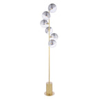 SPI4935-19 Spiral 6 Light Floor Lamp Matt Gold With Smoked/Clear Ribbed Glass